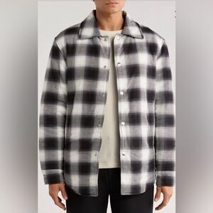 NWTs SANDRO Grunge Checkered Cotton Padded Overshirt Size XXL